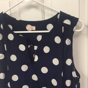 Pixley from Stitch Fix navy polka dot blouse